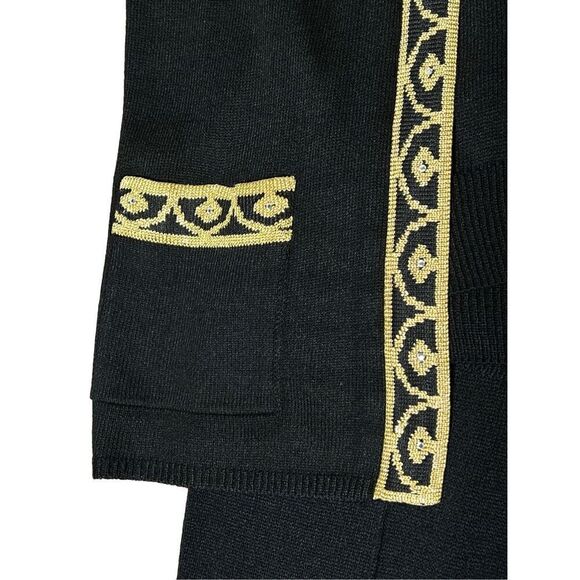 Dylani Knitwear Vintage 3pc Black & Gold Santana Knit Pant Set Size Small - Picture 6 of 7